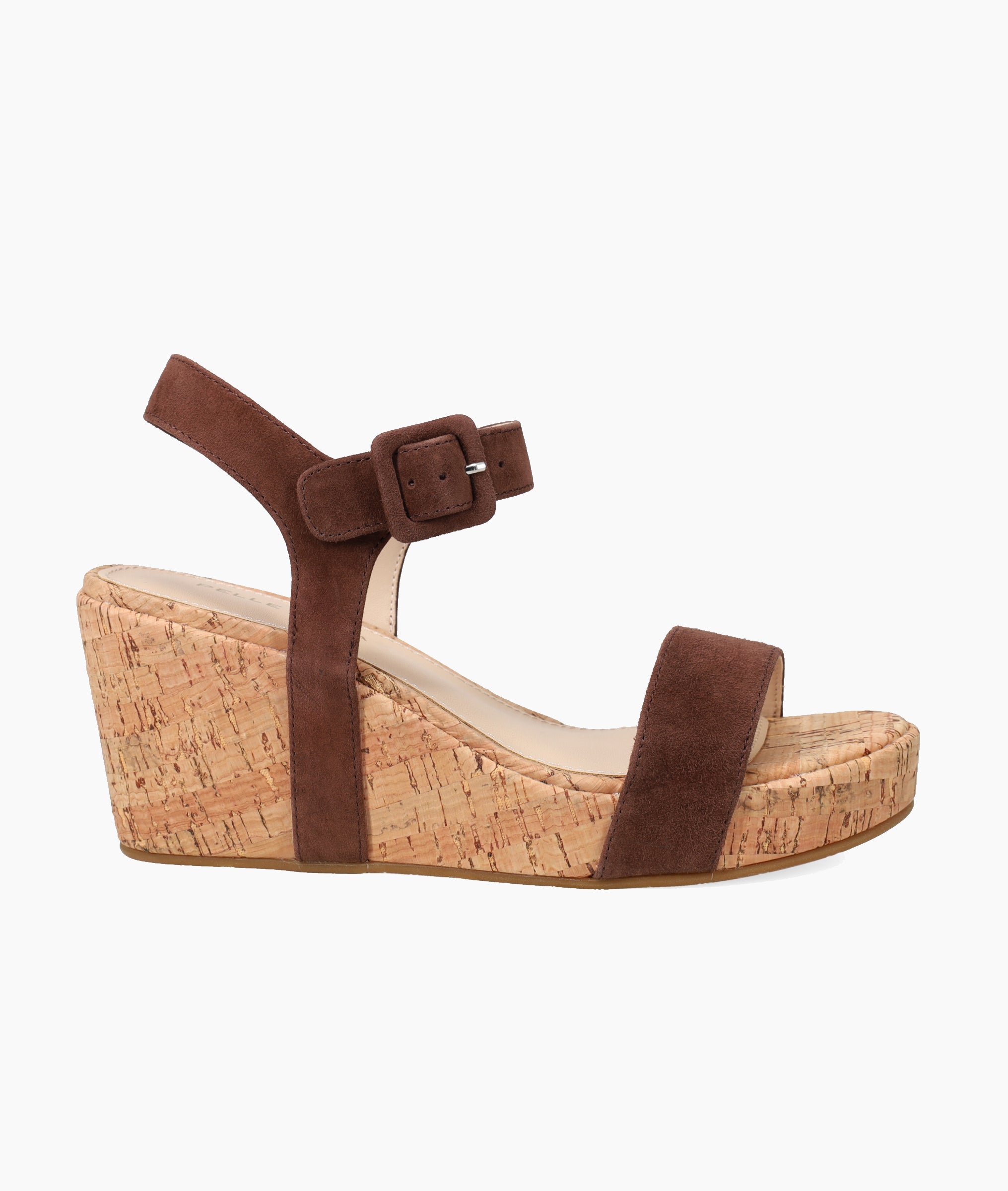 Pelle Moda - Wiltz Wedge in Cork - Espresso Brown Suede