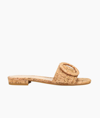 Pelle Moda - Bianka Natural Cork Slide Sandal - Chic Summer Flat
