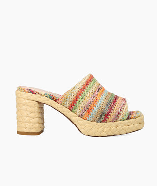Pelle Moda - Capree 2 Platform - Multi Colorful Crochet Raffia Heel