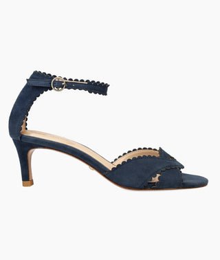 Pelle Moda - Umelo Midnight Scalloped Kid Suede Kitten Heel Sandal
