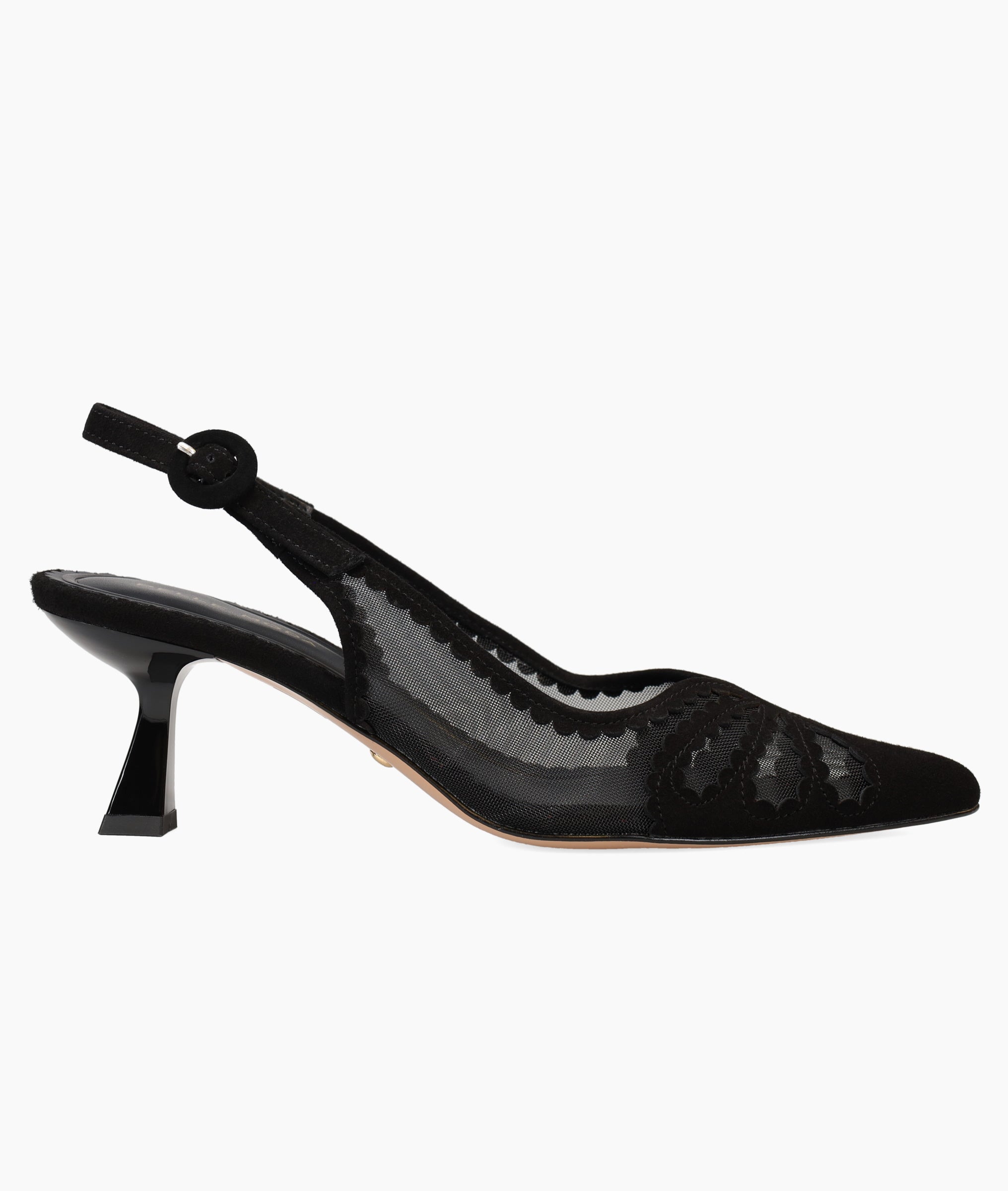 Pelle Moda - Jacie Black Mesh & Suede Mid Heel Slingback Pump
