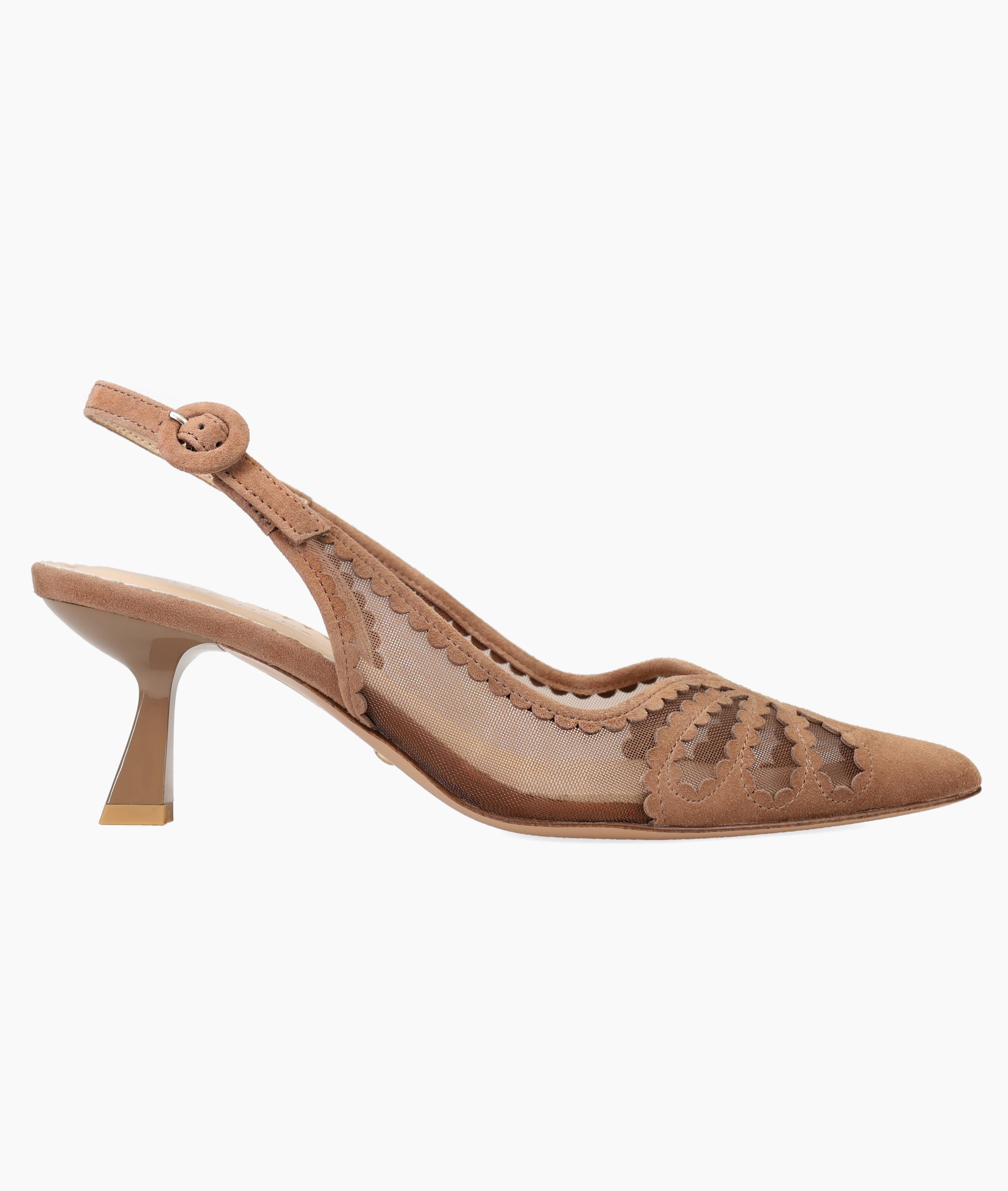 Pelle Moda - Jacie Taupe Mesh & Suede Mid Heel Slingback Pump