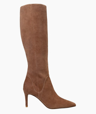 Pelle Moda - Lidya Taupe Suede Knee High Boots - Chic Brown High Heel Boot