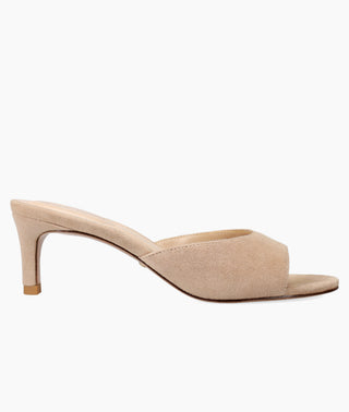 Pelle Moda - Unia Black Kid Suede Kitten Heel Slide Sandals
