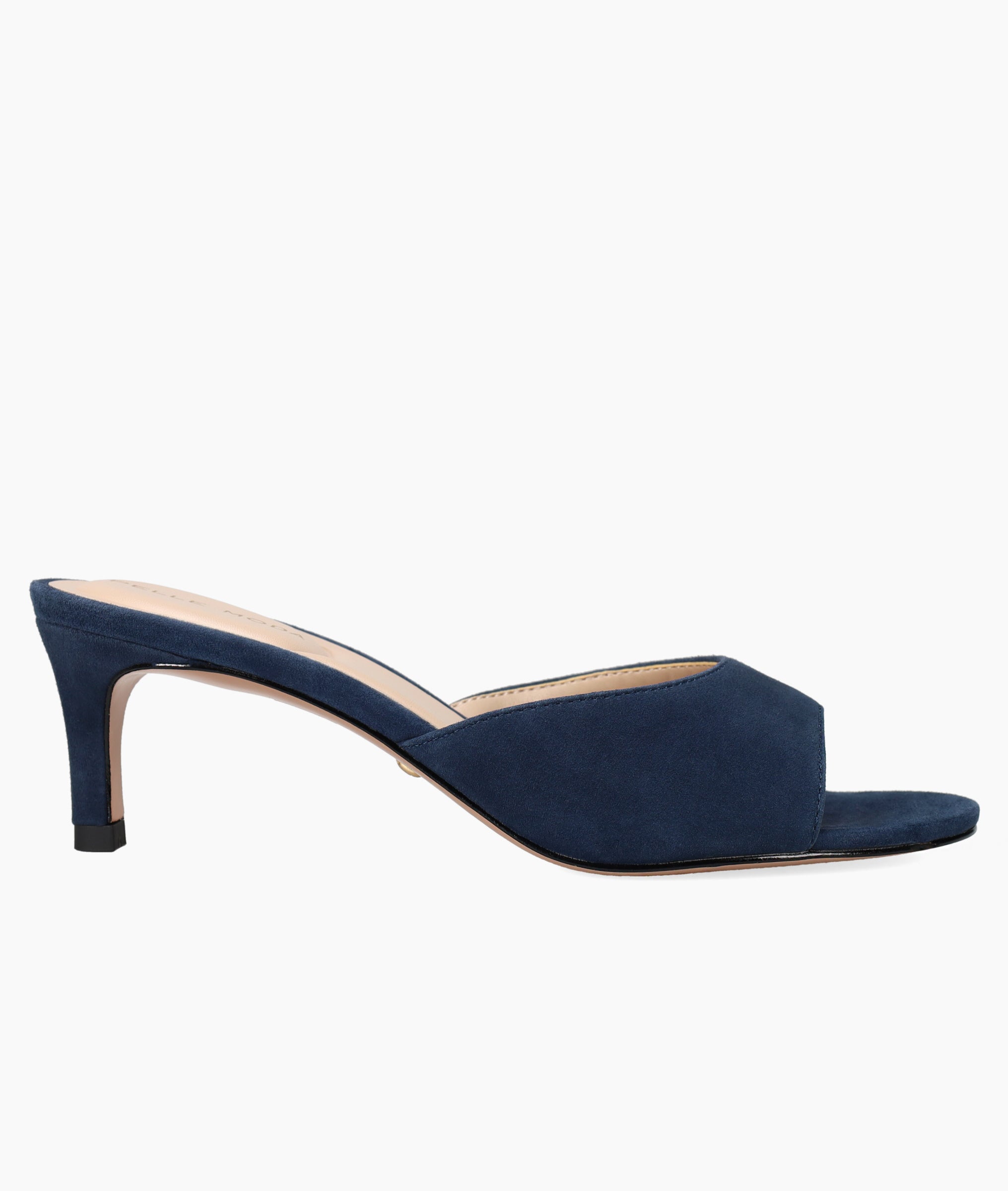 Pelle Moda - Unia Midngiht Blue Navy Suede Kitten Heel Slide Sandals