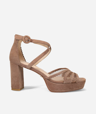 Poise Platform Taupe Suede-Mesh-Pelle-Moda