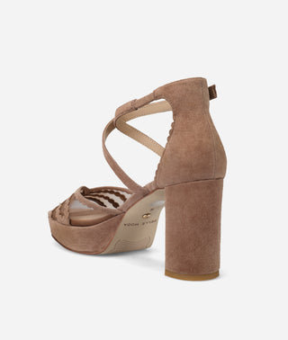 Poise Platform Taupe Suede and Mesh