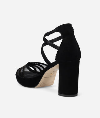 Poise Platform Black Suede and Mesh