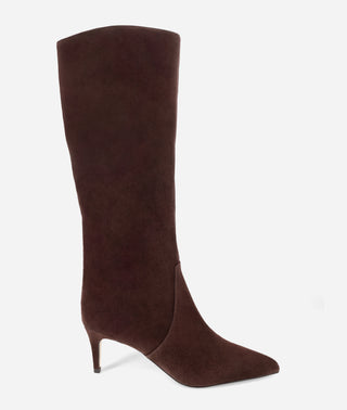 Ravina Boot Knee High -Chocolate-Brown Suede -Pelle Moda