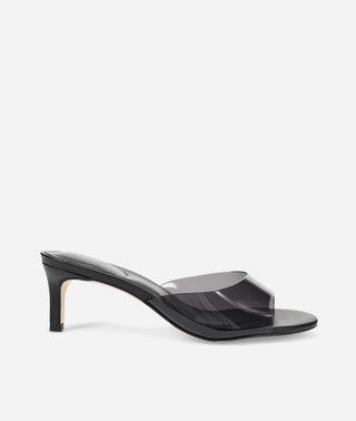 Unia Slide Kitten Heel-Black-Smoke Vinyl Leather-Pelle Moda