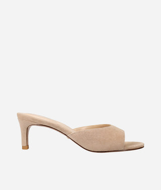 Unia Slide Kitten Heel in Latte Suede | Pelle Moda