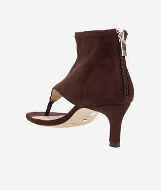 Unise Low Heel Sandal Espresso Stretch Suede