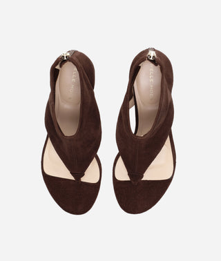 Unise Low Heel Sandal Espresso Stretch Suede