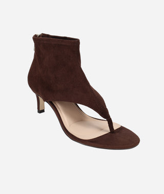 Unise Low Heel Sandal Espresso Stretch Suede