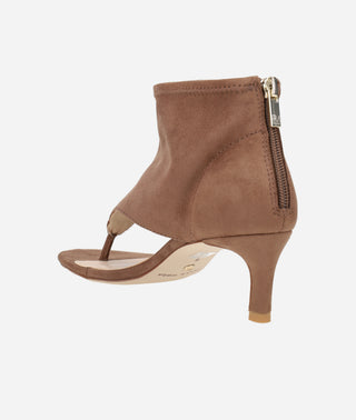 Unise Low Heel Sandal Taupe Stretch Suede