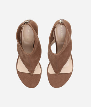 Unise Low Heel Sandal Taupe Stretch Suede