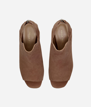 Vaneza Open Toe Bootie Taupe Suede