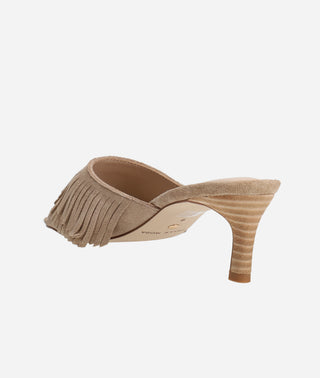 Venna Low Heel Slide Ecru Suede