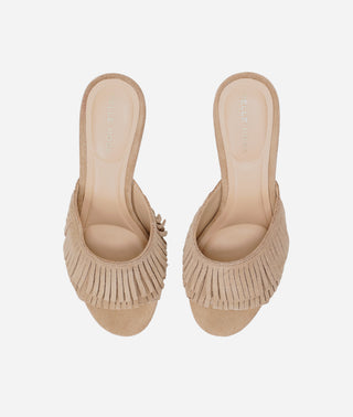 Venna Low Heel Slide Ecru Suede