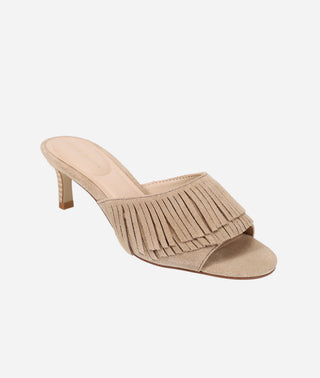 Venna Low Heel Slide Ecru Suede