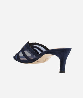 Vivie Low Heel Midnight Suede and Mesh
