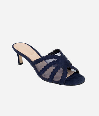 Vivie Low Heel Midnight Suede and Mesh