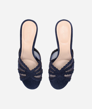 Vivie Low Heel Midnight Suede and Mesh