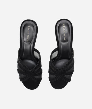Vivie Low Heel Black Suede and Mesh