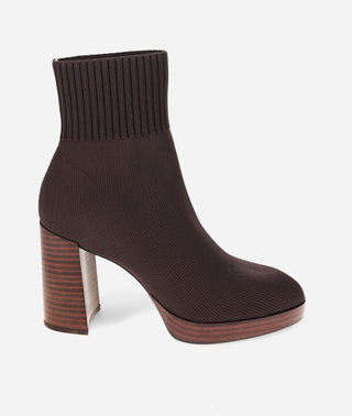 Vonni Bootie Platform Heel-Chocolate Brown Knit-Pelle Moda