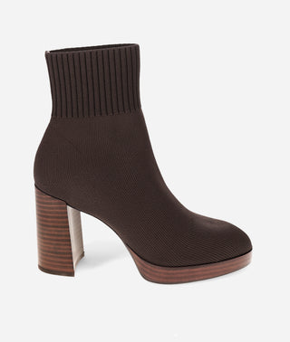 Vonni Bootie Platform Heel-Chocolate Brown Knit-Pelle Moda