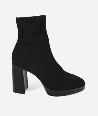 Vonni Bootie Platform Heel-Black Stretchy Knit-Pelle Moda